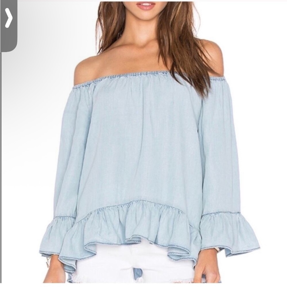 Jane and Delancy Light Blue Off-Shoulder Women's Top sz Small